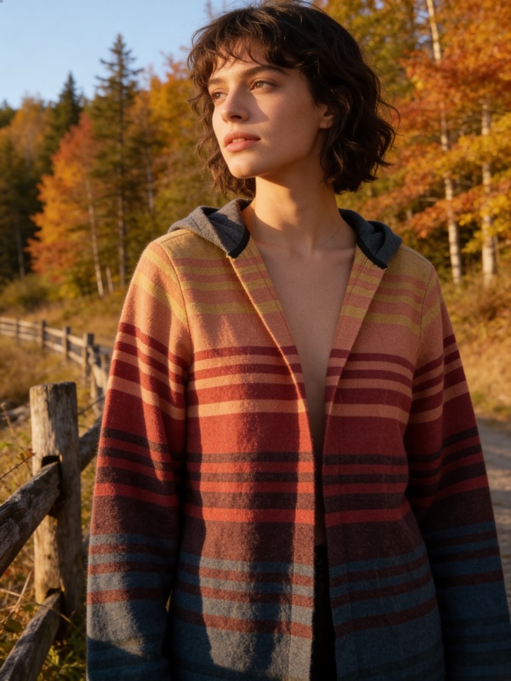 Color-Drenched All Natural 100% Cotton Hooded Jacket